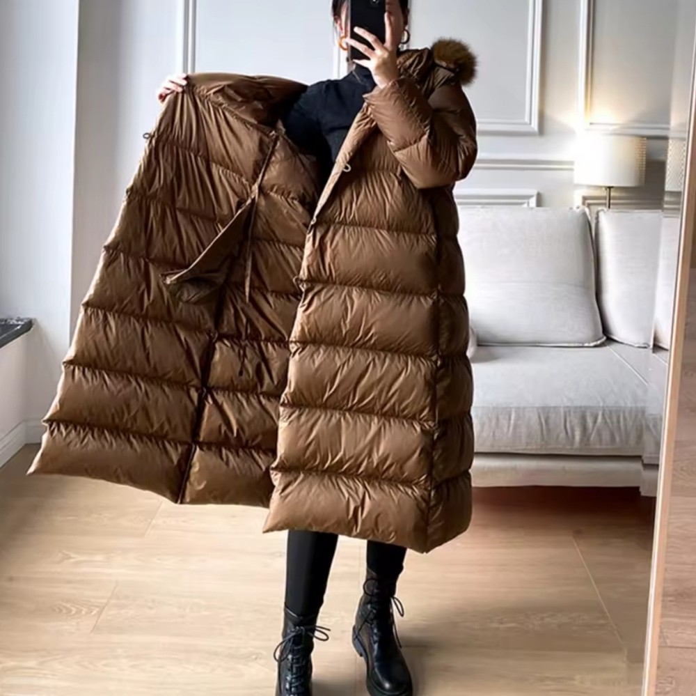 Real Fur Jacket 2025 Winter Women White Duck Down Jackets Ultra Light Warm - Picture 5 of 8
